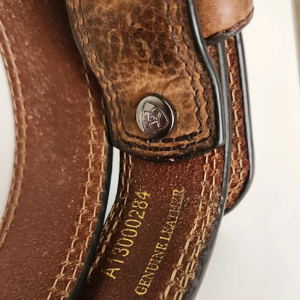 Ariat Camo Brown Leather Belt with Silver Buckle 26